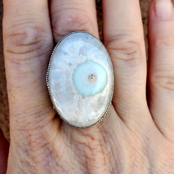 New Solar Quartz Agate 925 Silver Statement Ring. - Picture 4 of 16